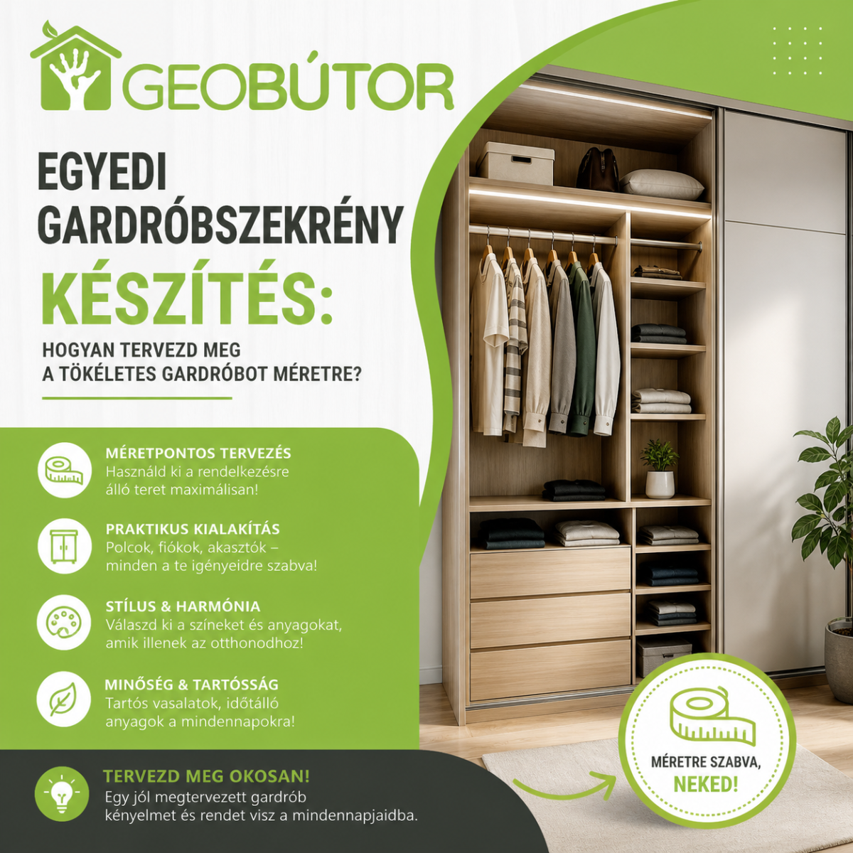 Egyedi gardróbszekrény készítés: hogyan tervezd meg a tökéletes gardróbot méretre?