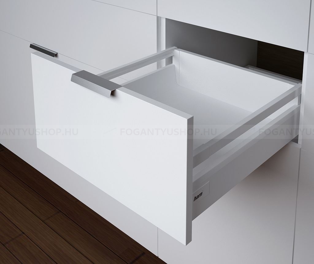RITMA CUBE S 450 mm normál fiók 60 kg, fehér szögletes korlát