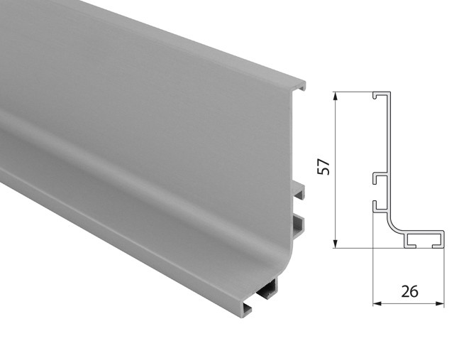 GOLA FELSÖ PROFIL 4200x57x26mm ALUMINIUM ALUMINIUM
