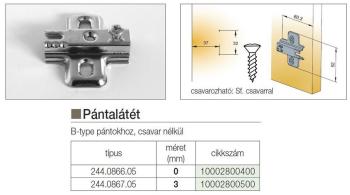 244.0866.05 PÁNTALÁTÉT NORMÁL, 0 mm csav NIKKEL FÉM 2.Kép