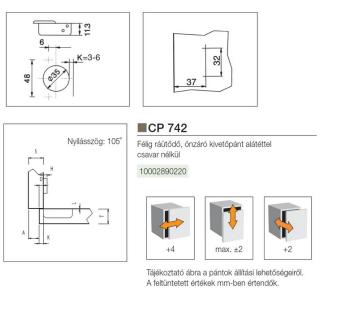 FÉLIG RÁÜTŐ PÁNT+ALÁTÉT NORMÁL CP 742 NIKKEL FÉM 2.Kép