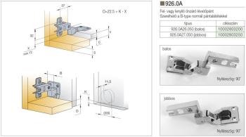 926.0A26 LENYILÓ AJTÓPÁNT BALOS NIKKEL FÉM 2.Kép