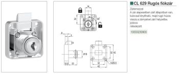 629 RUGÓS FIÓKZÁR 42x42mm, NÉGYSZÖGLETES NIKKEL FÉM 2.Kép