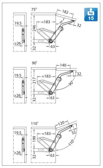 HUWILIFT MAXI D FAAJTÓHOZ FELNYÍLÓ VASAL FÉM, 3675 014 001 FÉM 3.Kép