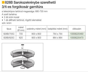 828B/705 SAROKSZEKRÉNYBE 3/4-ES FORGÓ KO KRÓM 705mm FÉM 2.Kép