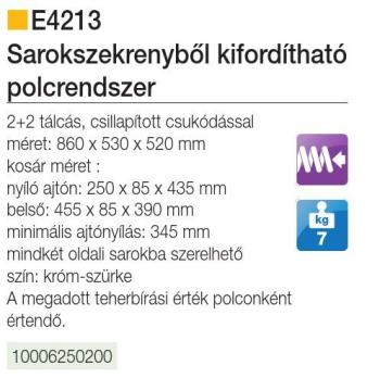 E4213 SAROKVASALAT csillap. cs 860x530x5 KRÓM-SZÜRKE FÉM 2.Kép