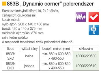 BELSŐ FÉMRÁCS DYNAMIC C. balos CSILLAPÍT KRÓM 860x600-850X480 883B/SXC FÉM 2.Kép