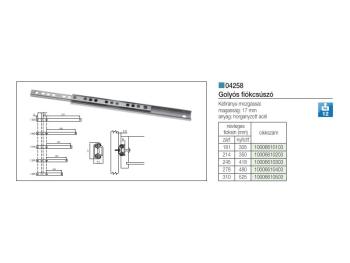 GOLYÓS FIÓKCSÚSZÓ 04258  350mm 17mm ACÉL TEHERB 12kg FÉM 2.Kép
