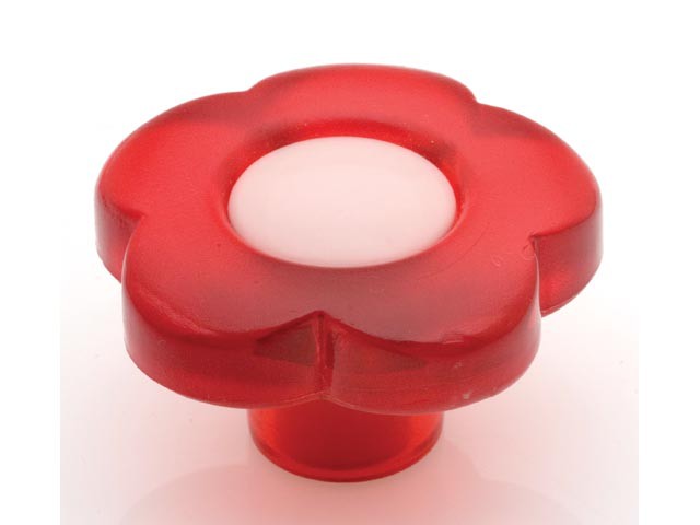 Bútorfogantyú piros kisvirág ÁTM:32 Műanyag 