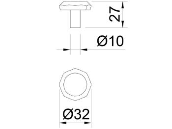 BÚTORFOGANTYÚ WPO761.000.00T2 GOMB, ANTIK FEKETE 32MM FÉM 2.Kép