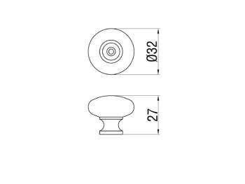 BÚTORFOGANTYÚ  ÁTM:32 MM MATT KRÓM FÉM 2.Kép