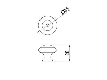 Bútorfogantyú, gomb, antikolt bronz ÁTM: 25 mm, fém 2.Kép
