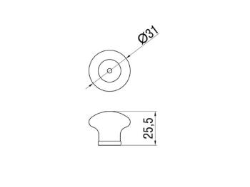 Bútorfogantyú, gomb antikolt bronz barna virág, 31 mm, fém-porcelán 2.Kép