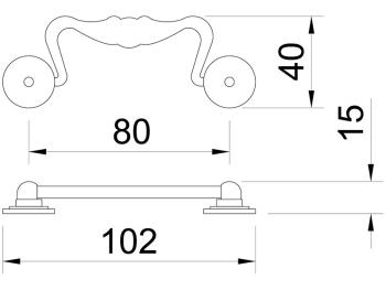 Bútorfogantyú 79,5 mm antikolt Fém 2.Kép
