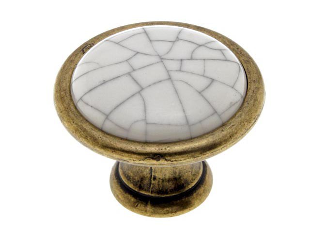 Bútorfogantyú antikolt bronz Fém, porcelán