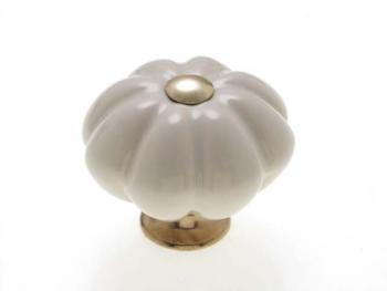 Bútorfogantyú, gomb antikolt bronz TÖRTFEHÉR-RÉZ, PORCELÁN PORCELÁN 1.Kép
