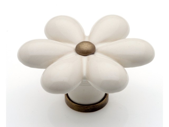 Bútorfogantyú, gomb antikolt bronz TÖRTFEHÉR-RÉZ, PORCELÁN PORCELÁN