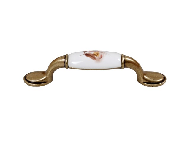 BÚTORFOGANTYÚ E050-96 96 PORCELÁN ANTIK  BRONZ-BARNA VIRÁG PORCELÁN
