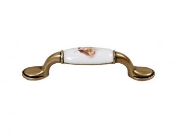 BÚTORFOGANTYÚ E050-96 96 PORCELÁN ANTIK  BRONZ-BARNA VIRÁG PORCELÁN 1.Kép