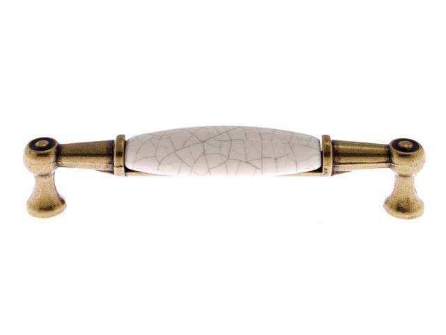 Bútorfogantyú antikolt bronz 96 mm Fém, porcelán