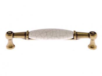 Bútorfogantyú antikolt bronz 96 mm Fém, porcelán 1.Kép