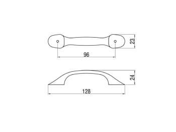 Bútorfogantyú 96 mm FÉM ANTIKOLT EZÜST 2.Kép