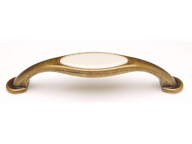 Bútorfogantyú 128 mm atikolt bronz PORCELÁN