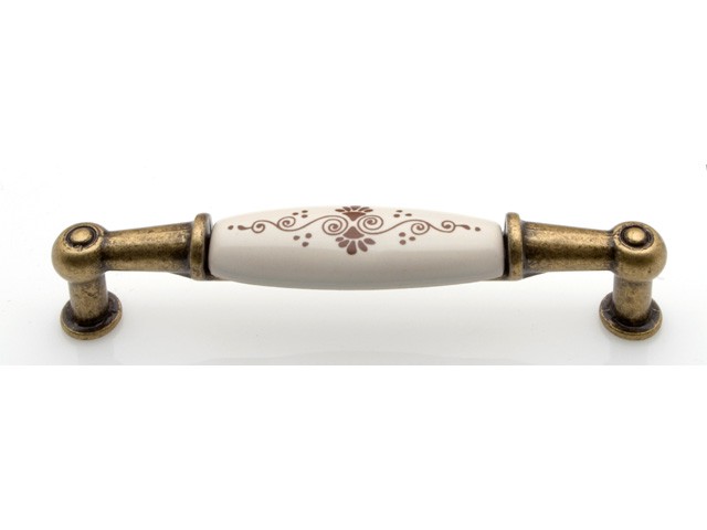 Bútorfogantyú 96 mm Firenze, antikolt br ANTIK FIR-B MOT PORCELÁN