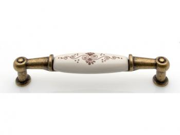 Bútorfogantyú 96 mm Firenze, antikolt br ANTIK FIR-B MOT PORCELÁN 1.Kép