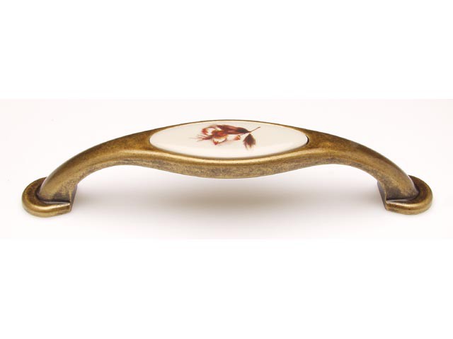 Bútorfogantyú 128 mm antikolt bronz, bar PORCELÁN