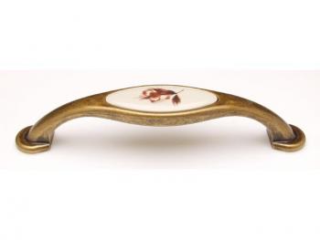 Bútorfogantyú 128 mm antikolt bronz, bar PORCELÁN 1.Kép