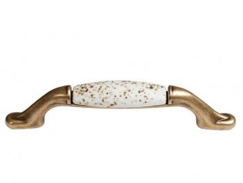 Bútorfogantyú 96 mm antikolt bronz kőmintás, fém-porcelán PORCELÁN 1.Kép