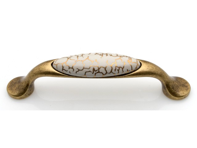 Bútorfogantyú 96 mm antikolt bronz aranyfüst, porcelán PORCELÁN