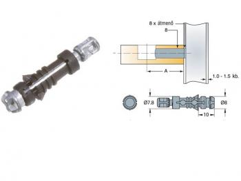 EXCENTERSZÁR GYORSSZERELÖS FÉM 8X24 mm FÉM CINK-MÜANYAG 1.Kép