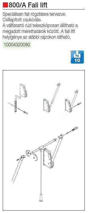 GARDROBLIFT 800/A FALRA SZEREL 750-1150 ALUMINIUM FÉM-MÜANYAG 2.Kép