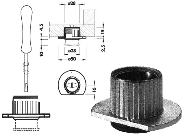 304-ES SZINTEZÖLÁB 19,5 mm HORGANYZOTT FÉM-MÜANYAG