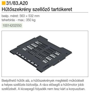 31\83 HŰTŐSZEKRÉNY SZELLŐZŐ TARTÓKERET FEKETE,  532x563mm MŰANYAG 2.Kép