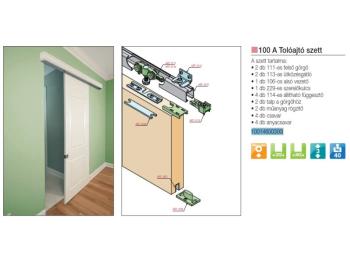 100 A TOLÓAJTÓSZETT BELTÉRI AJTÓHOZ ALUMINIUM, TEHERBÍRÁS 40 kg FÉM-MÜANYAG 2.Kép
