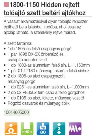 1800-1150 REJTETT BELTÉRI TOLÓAJTÓ 1150m 80 KG FÉM-MŰANYAG 2.Kép