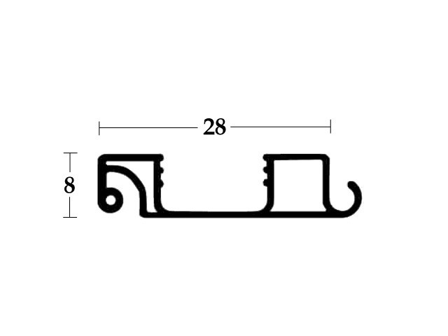 4180 FOGANTYÚ PROFIL A 3663 R 28x8mm   2 EZÜST MÜANYAG