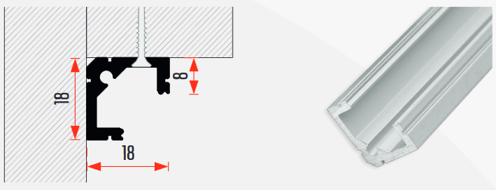 LED profil LL07 sarok 3m eloxált alu