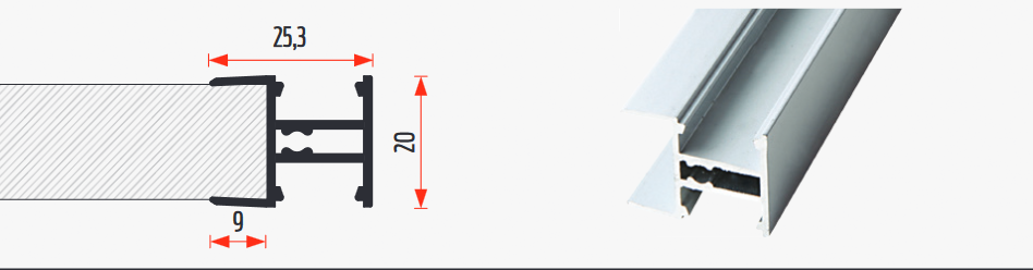 LED profil LL17  3m eloxált alu