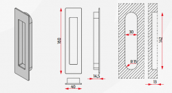 Tolóajtó fogantyú HF 220 BASIC szögletes (matt ezüst) 1.Kép