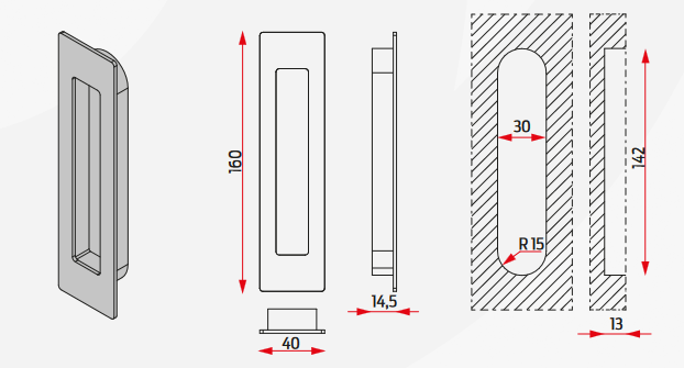 Tolóajtó fogantyú HF 220 BASIC szögletes (matt ezüst)