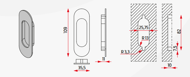 Tolóajtó fogantyú HF 20 BASIC ovális (matt ezüst)