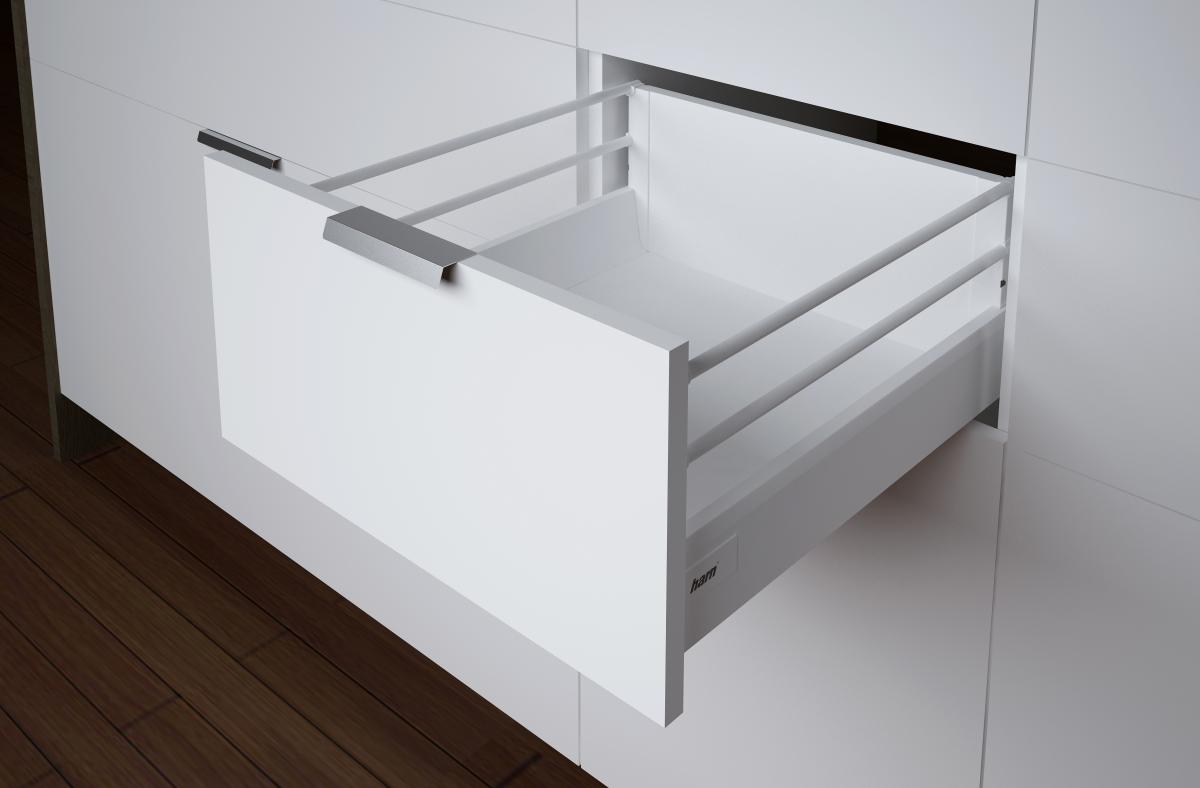 RITMA CUBE H 550 mm  normál fiók 60 kg, fehér dupla kör korlát