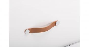 Fogantyú FLEXA 160 mm 182 mm bézs bőr  + fényes króm 1.Kép