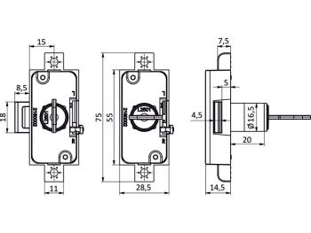 LEHMANN BÚTORZÁR 750 FORGÓRÚDZÁR 15MM-ES S, EGYFORMA KULCSOS (L2501) NIKKEL 2.Kép