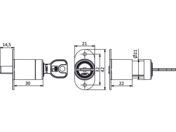 LEHMANN BÚTORZÁR 521 TOLÓAJTÓZÁR EGYFORM MA KULCSOS (L2501) NIKKEL 2.Kép