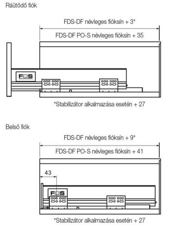 FDS DUPLAFALÚ FÉM FIÓKOLDAL FDS-DF PO-S  A PUSH OPEN SZINKR 400mm, 40kg SZÜRKE 5.Kép